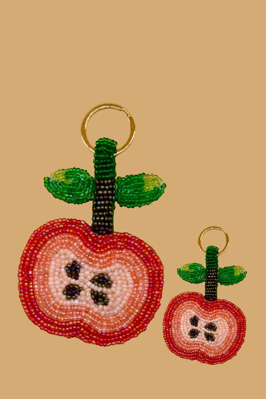 Apple Beaded Charm Keyring