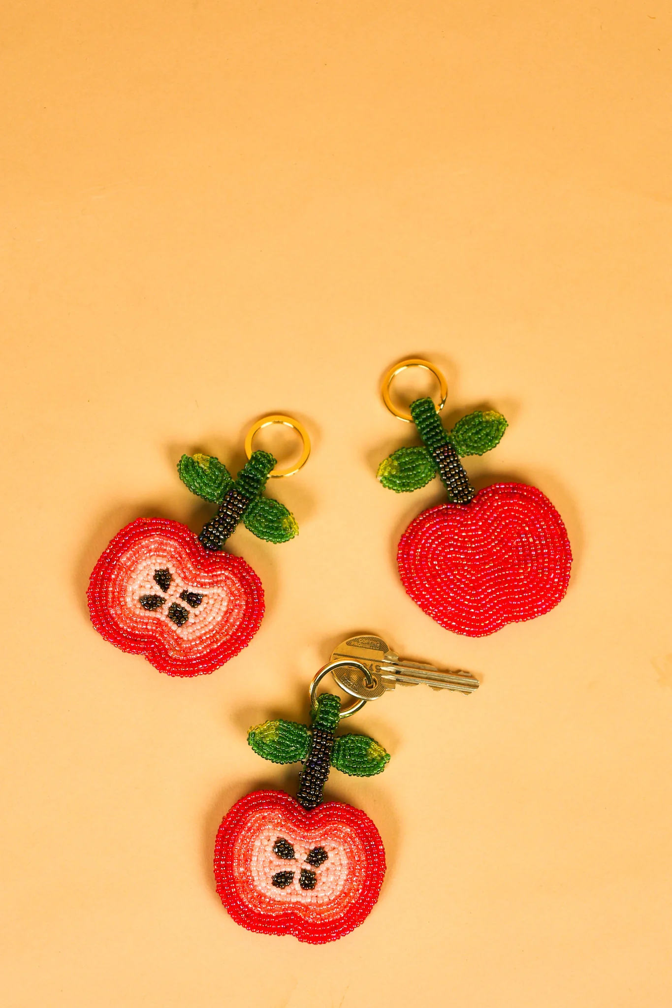 Apple Beaded Charm Keyring - Image 2