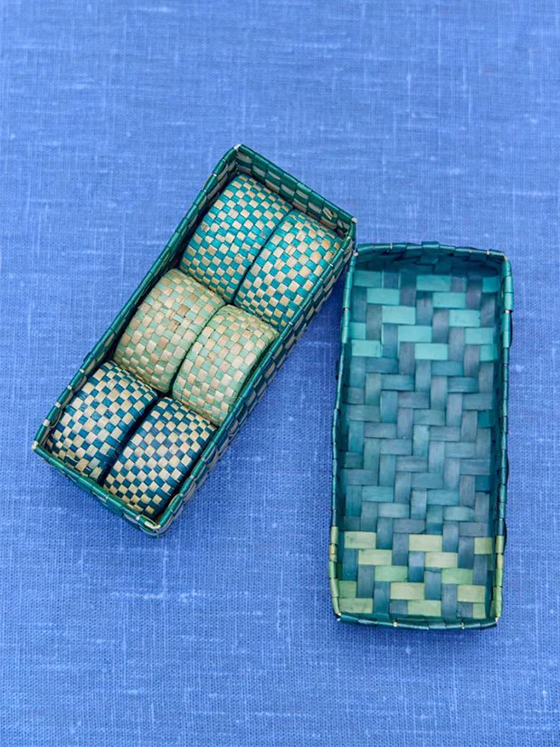 Blue Reed Placemats & Napkin Rings - Set of 6 for each - Image 5