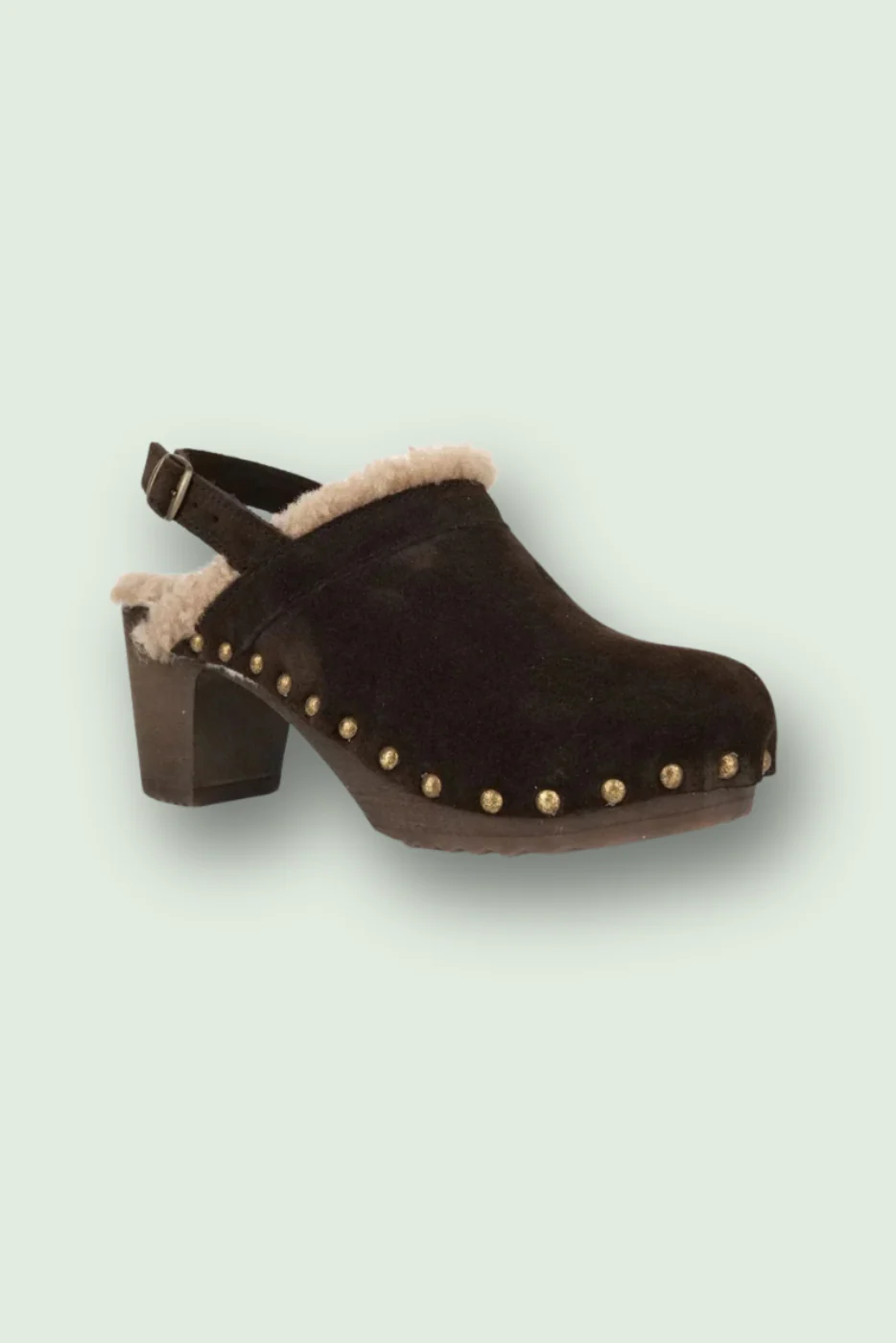 Choco Velour Heeled Clog - Image 4