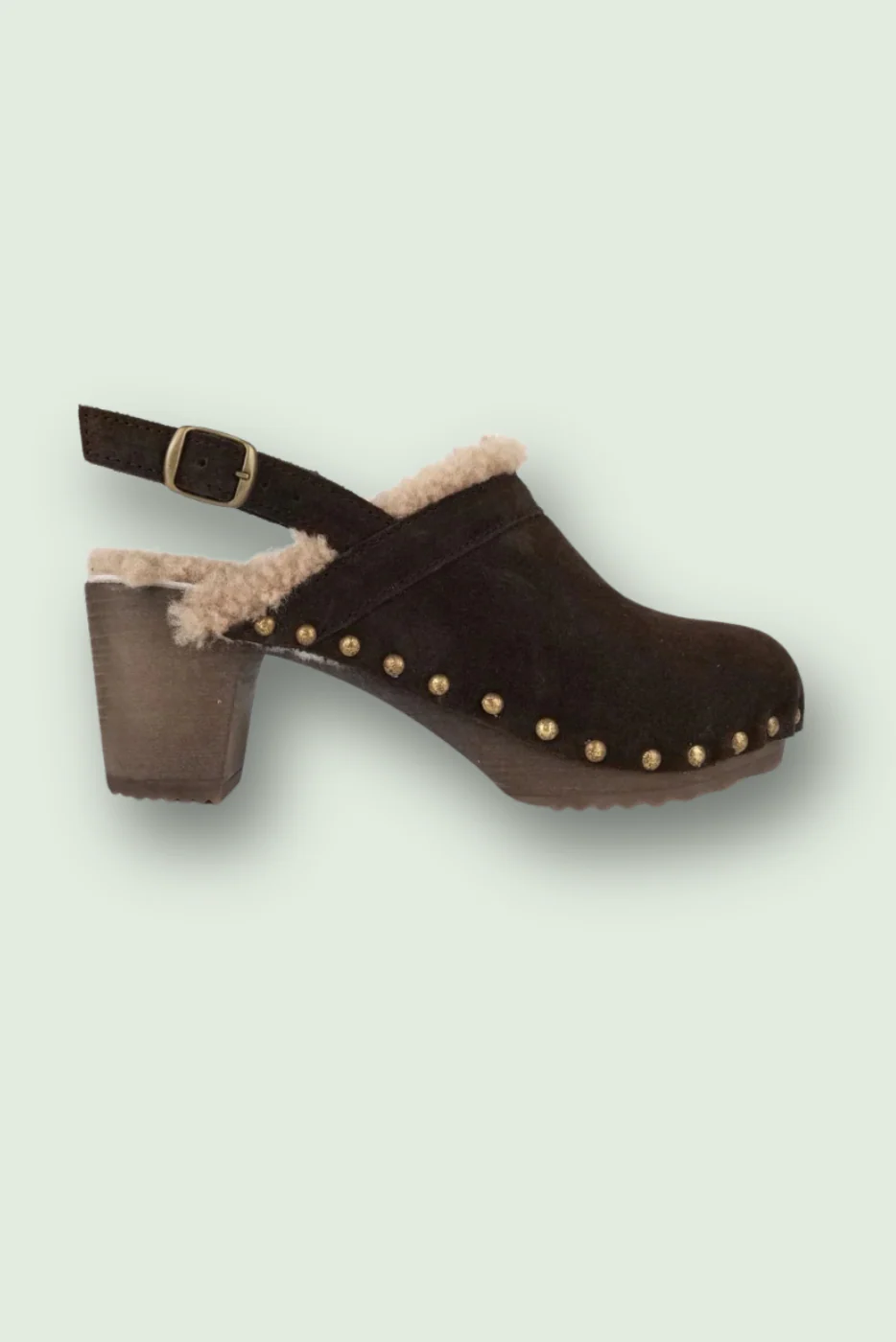 Choco Velour Heeled Clog - Image 5
