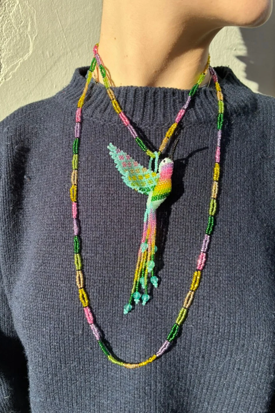 Hummingbird Beaded Pendent Necklace - Image 3